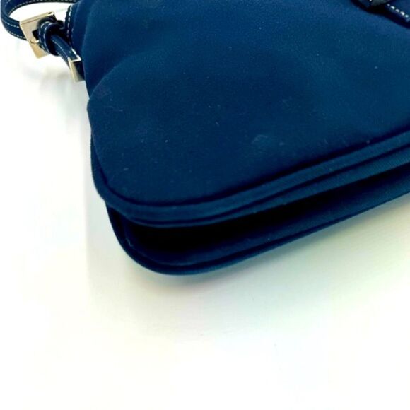 Fendi Mama Double Flap Navy Blue Canvas Limited Edition Baguette Preloved Purse - Picture 12 of 16